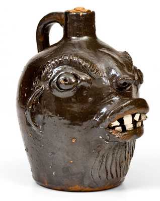 Rare Stoneware Face Jug att. Brown Pottery, Arden, NC, circa 1930