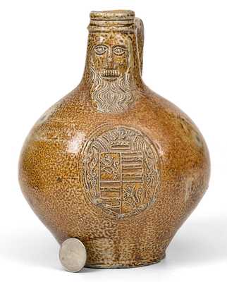 Bellarmine Stoneware Jug, probably Frechen, Germany, 16th or 17th century