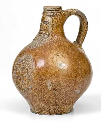 Bellarmine Stoneware Jug, probably Frechen, Germany, 16th or 17th century