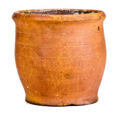 Unusual Small-Sized York Co, PA Redware Jar, "John Slothouer / March the 23rd 1828"