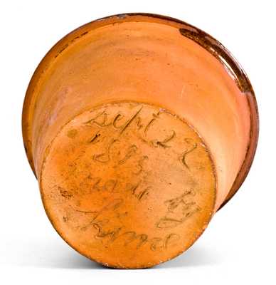 Unusual Small Redware Pot (probably York County, PA), "Sept. 22 1893 / made by Kimel"