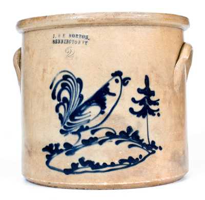 2 Gal. J. & E. NORTON / BENNINGTON, VT Stoneware Rooster Crock