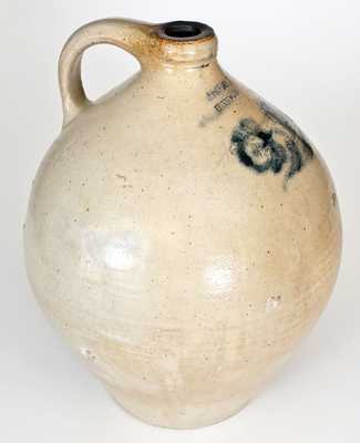 Extremely Rare 2 Gal. A. GAY / UTICA Stoneware Jug w/ Incised Dog