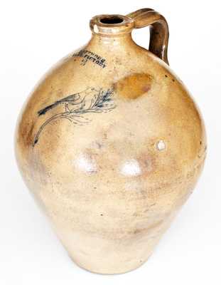 2 Gal. I SEYMOUR / TROY FACTORY Stoneware Jug with Fine Incised Bird Decoration