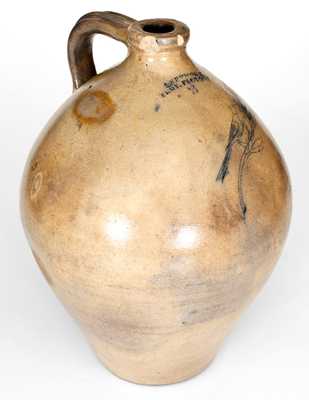 2 Gal. I SEYMOUR / TROY FACTORY Stoneware Jug with Fine Incised Bird Decoration