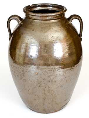 Rare 6 Gal. JBL (Jesse Bradford Long, Crawford County, GA) Double-Handled Stoneware Jar