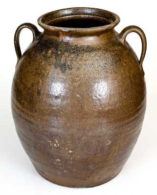 6 Gal. Double-Handled Stoneware Jar att. Jesse Bradford Long, Crawford County, GA