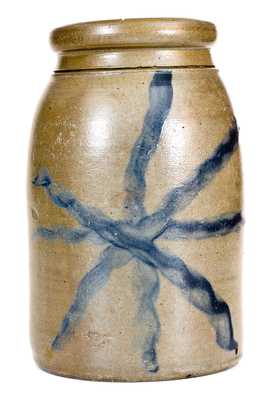 Stoneware Canning Jar with Freehand Asterisk Decoration, West Virginia or Western PA