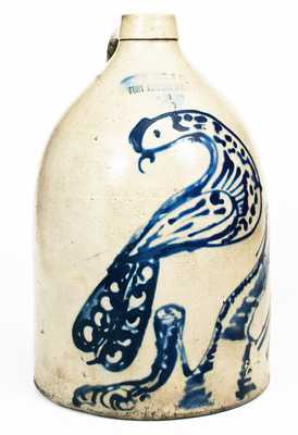 Excellent Ottman Bros., Fort Edward, NY Peacock Scene Jug