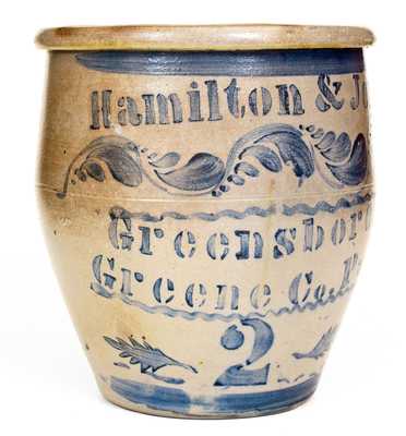 Exceptional Hamilton & Jones / Greensboro / Greene Co. Pa Stoneware Jar