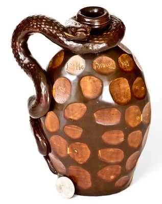 The Anna Pottery High Water Flask: Very Important Elaborate Snake Flask w/ Poetic Inscriptions