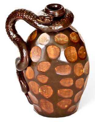 The Anna Pottery High Water Flask: Very Important Elaborate Snake Flask w/ Poetic Inscriptions