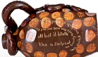 The Anna Pottery High Water Flask: Very Important Elaborate Snake Flask w/ Poetic Inscriptions
