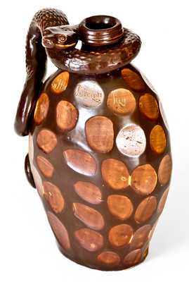 The Anna Pottery High Water Flask: Very Important Elaborate Snake Flask w/ Poetic Inscriptions