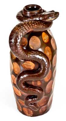 The Anna Pottery High Water Flask: Very Important Elaborate Snake Flask w/ Poetic Inscriptions