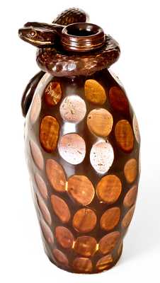 The Anna Pottery High Water Flask: Very Important Elaborate Snake Flask w/ Poetic Inscriptions