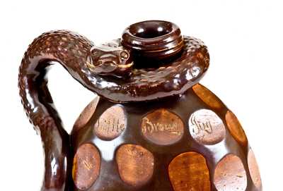 The Anna Pottery High Water Flask: Very Important Elaborate Snake Flask w/ Poetic Inscriptions