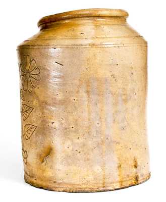 Unusual Northeastern U.S. Stoneware Jar w/ Fine Incised Floral Decoration