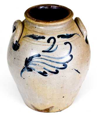 2 Gal. NJ Stoneware Jar w/ Floral Decoration, possibly Abial Price, Matawan