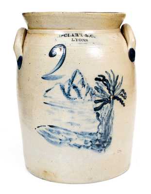 Very Rare N. CLARK & CO. / LYONS Stoneware Jar w/ Fine Landscape Decoration