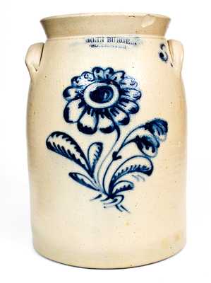 JOHN BURGER / ROCHESTER Stoneware Jar w/ Fine Slip-Trailed Floral Decoration