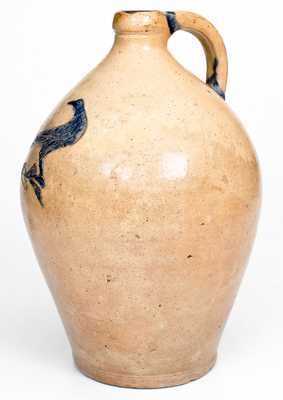 1 Gal. New York Stoneware Jug with Elaborate Incised Bird Decoration