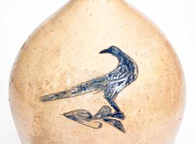 1 Gal. New York Stoneware Jug with Elaborate Incised Bird Decoration