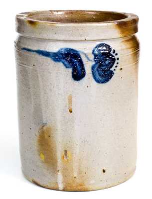 1 Gal. JOHN BELL / WAYNESBORO Stoneware Jar with Bold Cobalt Floral Decoration