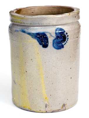 1 Gal. JOHN BELL / WAYNESBORO Stoneware Jar with Bold Cobalt Floral Decoration