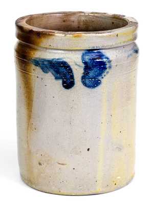 1 Gal. JOHN BELL / WAYNESBORO Stoneware Jar with Bold Cobalt Floral Decoration