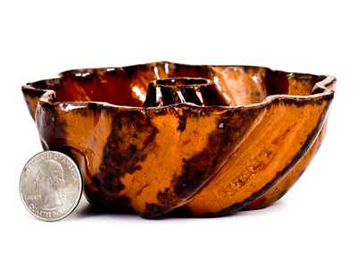 Unusual Small I. BELL (John Bell, Waynesboro, PA) Redware Turk's Head Mold