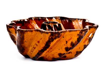 Unusual Small I. BELL (John Bell, Waynesboro, PA) Redware Turk's Head Mold