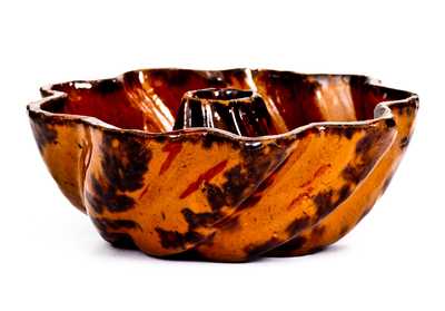 Unusual Small I. BELL (John Bell, Waynesboro, PA) Redware Turk's Head Mold