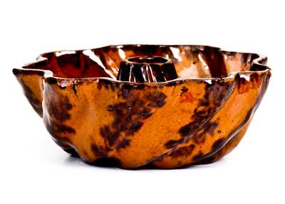 Unusual Small I. BELL (John Bell, Waynesboro, PA) Redware Turk's Head Mold