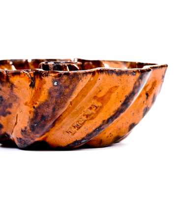 Unusual Small I. BELL (John Bell, Waynesboro, PA) Redware Turk's Head Mold