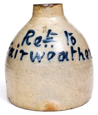 Unusual Stoneware Syrup Jug Inscribed 