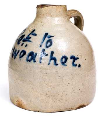 Unusual Stoneware Syrup Jug Inscribed 