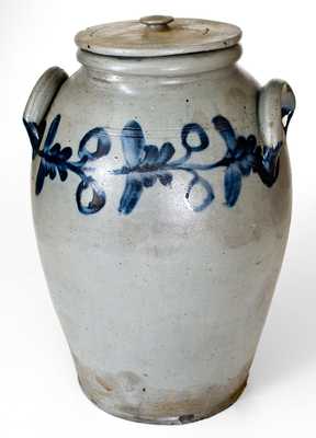 3 Gal. Henry H. Remmey, Philadelphia Stoneware Lidded Jar with Floral Decoration