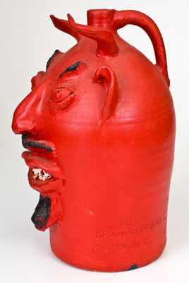 Stoneware Face Devil Jug, L. D. B. / BROWN S POTTERY / ARDEN, NC, circa 1990