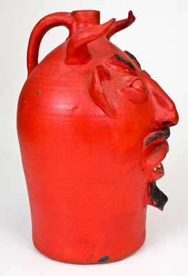 Stoneware Face Devil Jug, L. D. B. / BROWN S POTTERY / ARDEN, NC, circa 1990