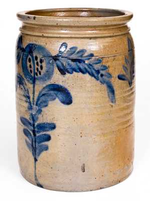 B. C. MILBURN, Alexandria, VA, Stoneware Jar w/ Fine Cobalt Floral Decoration