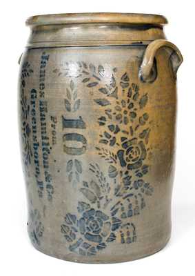 10 Gal. James Hamilton & Co. / Greensboro, PA Stoneware Jar w/ Profuse Decoration