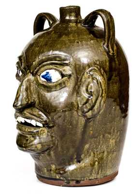 Large-Sized Chester Hewell, Gillsville, GA Double-Handled Stoneware Face Jug