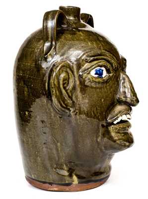 Large-Sized Chester Hewell, Gillsville, GA Double-Handled Stoneware Face Jug