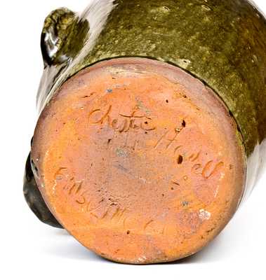 Large-Sized Chester Hewell, Gillsville, GA Double-Handled Stoneware Face Jug