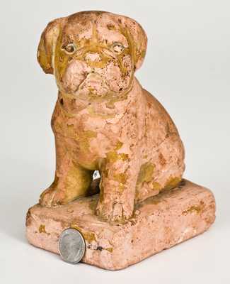 Very Rare Redware Dog Figure att. John L. Stone, Limestone County, Texas
