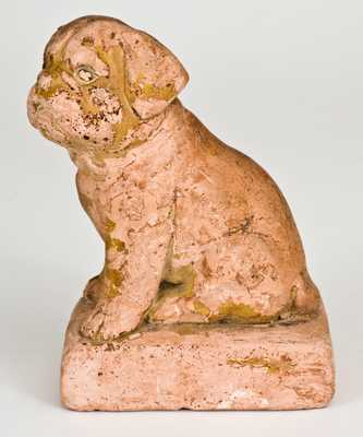 Very Rare Redware Dog Figure att. John L. Stone, Limestone County, Texas