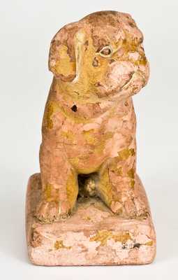 Very Rare Redware Dog Figure att. John L. Stone, Limestone County, Texas