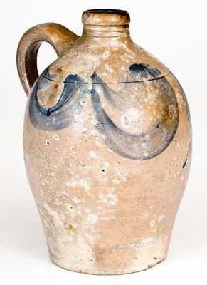 One-Quart Old Bridge, NJ Stoneware Jug w/ Cobalt Decoration