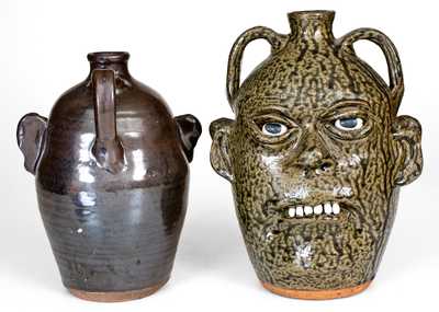 Lot of Two: Cleater Meaders Stoneware Face Jugs, 1985 and 1992